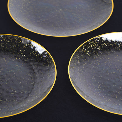 20 Pack 7" Clear Plastic Plates with Gold Rim & Glitter Finish