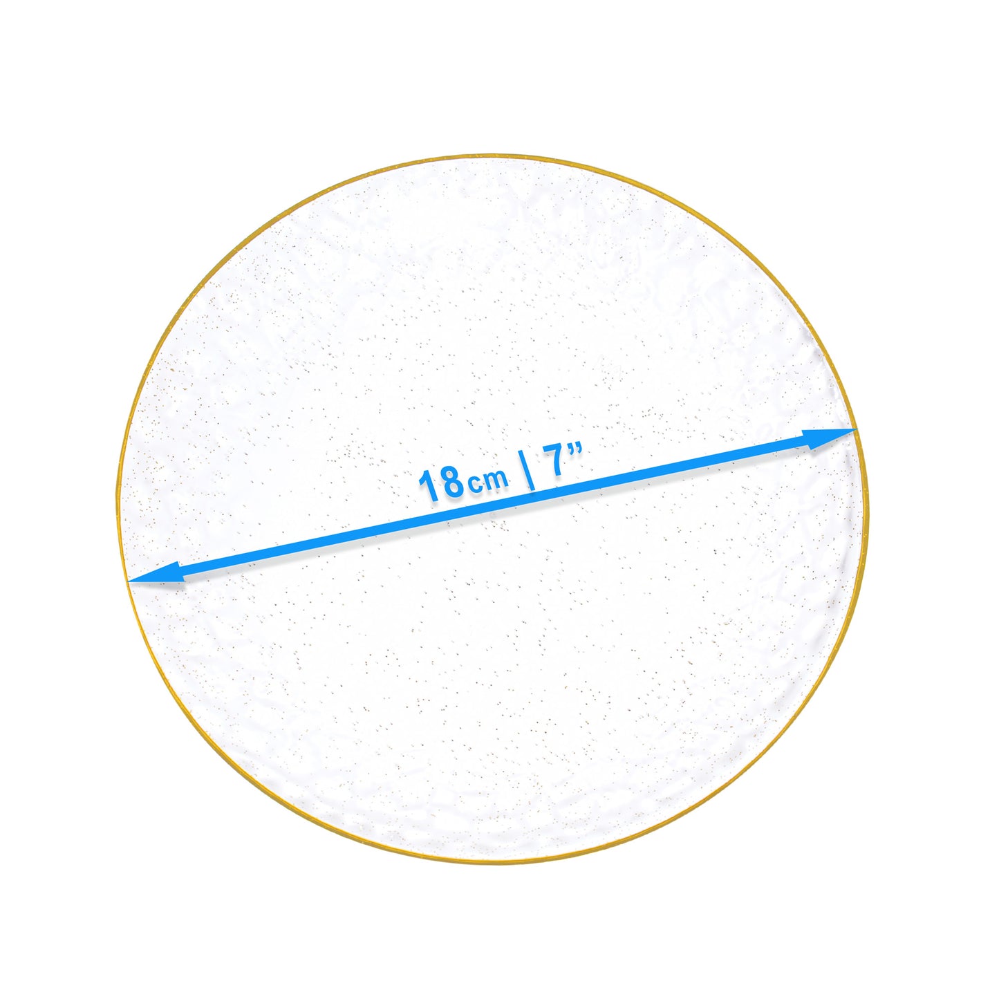 20 Pack 7" Clear Plastic Plates with Gold Rim & Glitter Finish