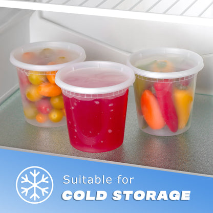 12-Pack 24 oz (710 ml) Clear Round Plastic Deli Containers with Lids