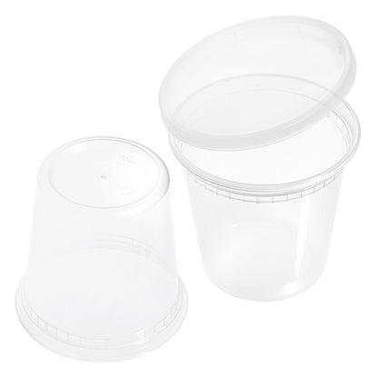 12-Pack 24 oz (710 ml) Clear Round Plastic Deli Containers with Lids