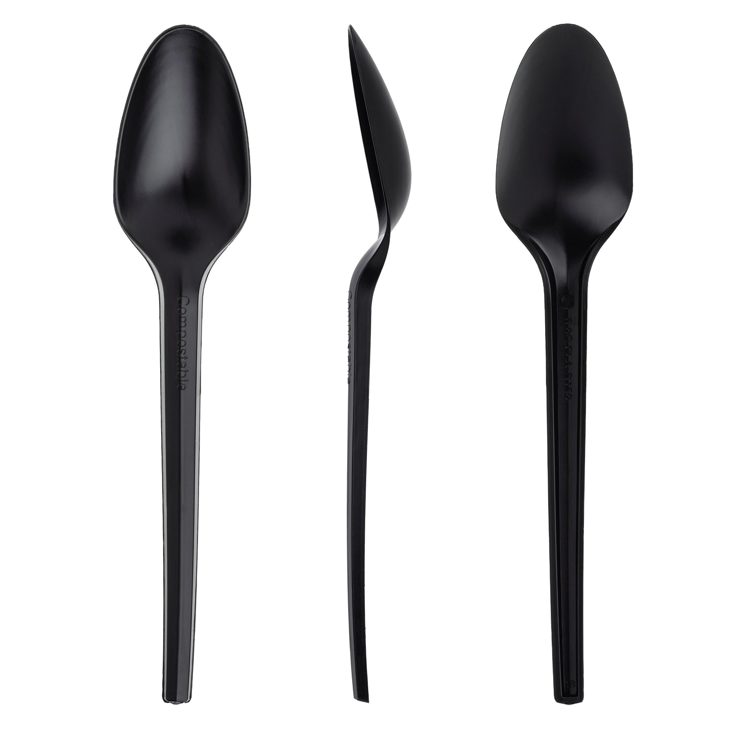 150 Pack Black CPLA Compostable Spoons - 15cm (5.9")