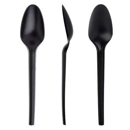 150 Pack Black CPLA Compostable Spoons - 15cm (5.9")