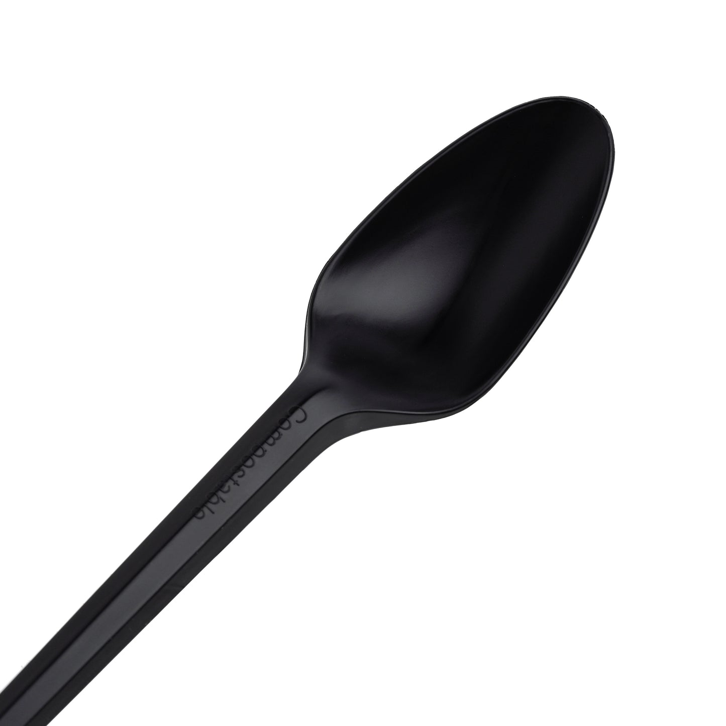 150 Pack Black CPLA Compostable Spoons - 15cm (5.9")
