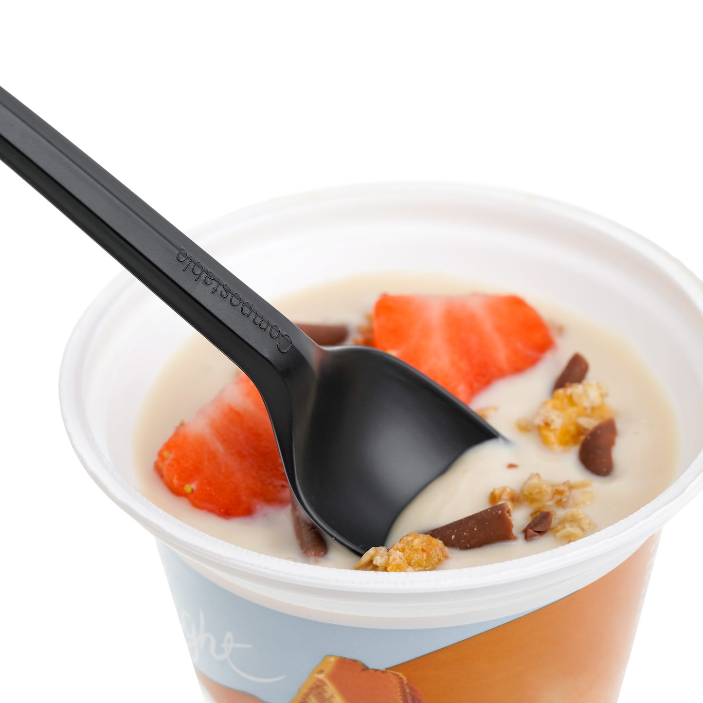 150 Pack Black CPLA Compostable Spoons - 15cm (5.9")