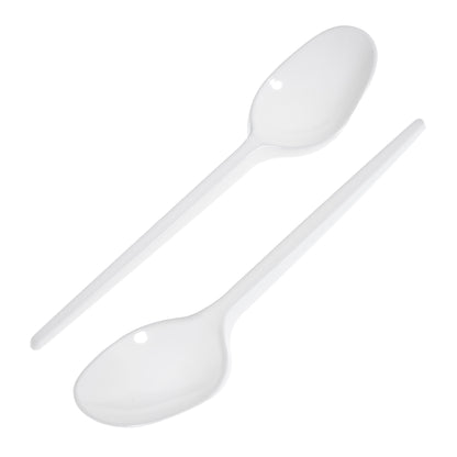 50-Pack White Plastic Spoons - Durable and Reusable