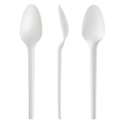 150 Pack White CPLA Compostable Spoons - 15cm (5.9")