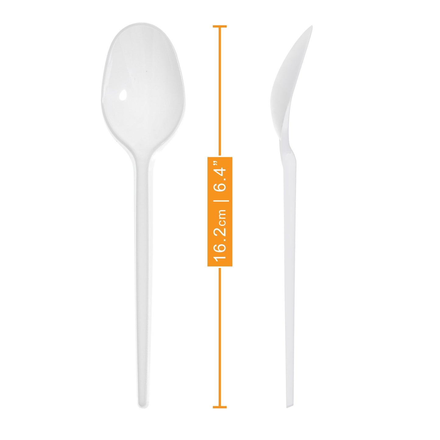 50-Pack White Plastic Spoons - Durable and Reusable