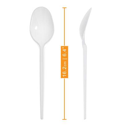 50-Pack White Plastic Spoons - Durable and Reusable