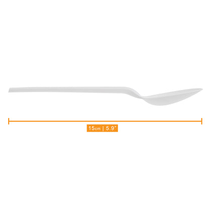 150 Pack White CPLA Compostable Spoons - 15cm (5.9")
