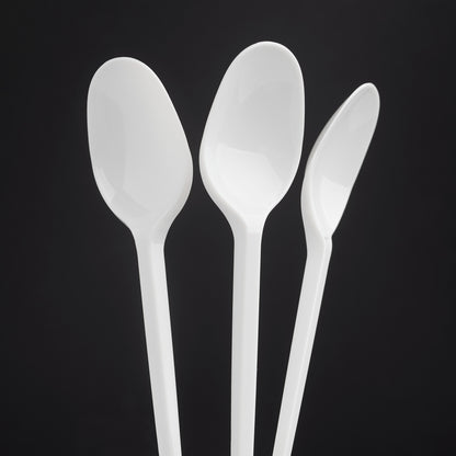 50-Pack White Plastic Spoons - Durable and Reusable