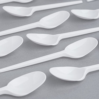 50-Pack White Plastic Spoons - Durable and Reusable