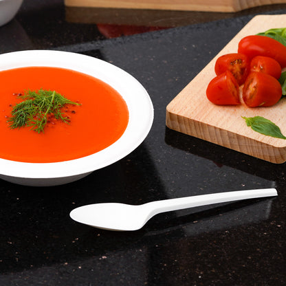 150 Pack White CPLA Compostable Spoons - 15cm (5.9")