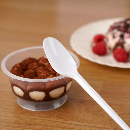 50-Pack White Plastic Spoons - Durable and Reusable
