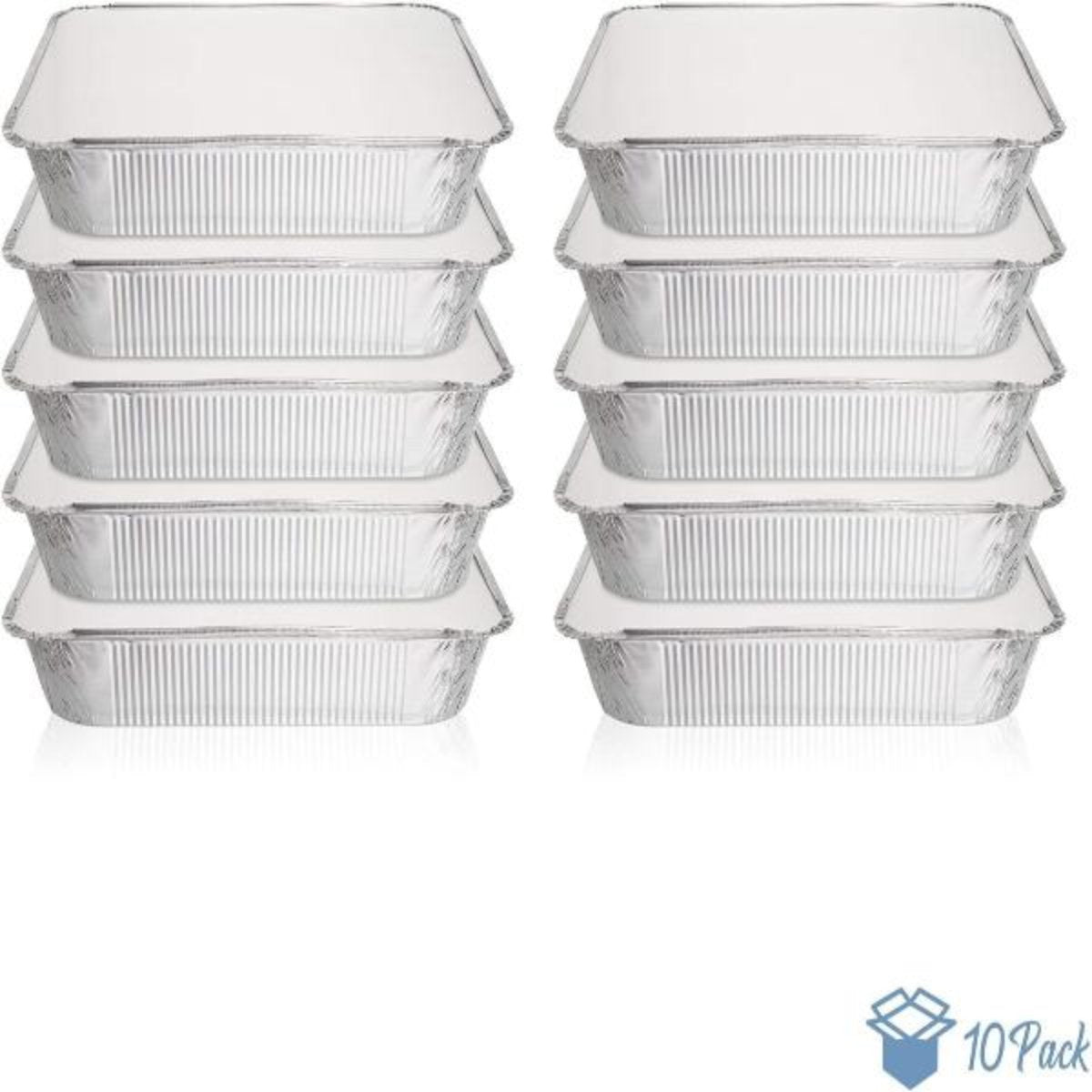 10-Pack Aluminum Foil Baking Pans with Lids, 30cm x 25cm, 3L