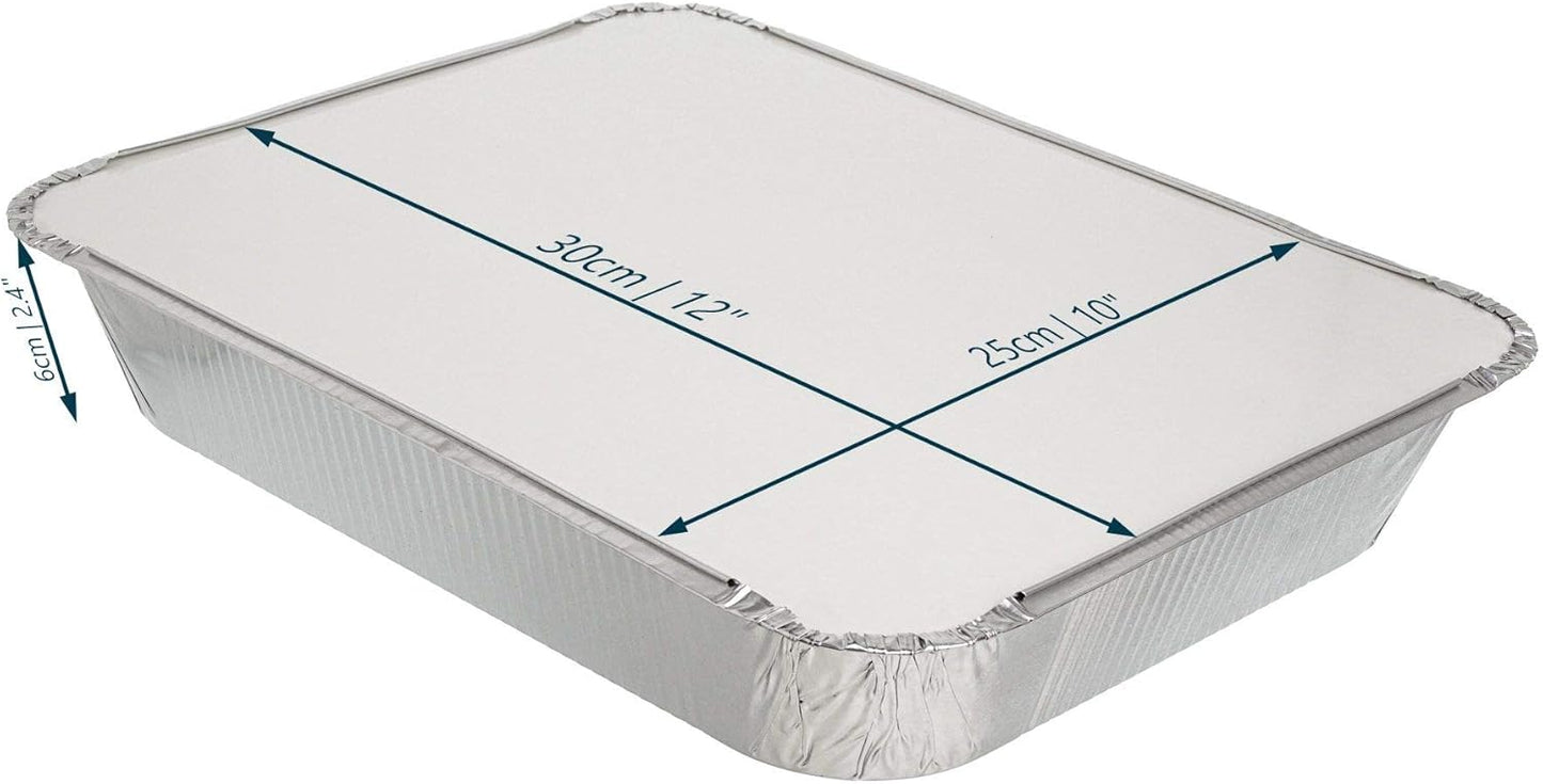 10-Pack Aluminum Foil Baking Pans with Lids, 30cm x 25cm, 3L